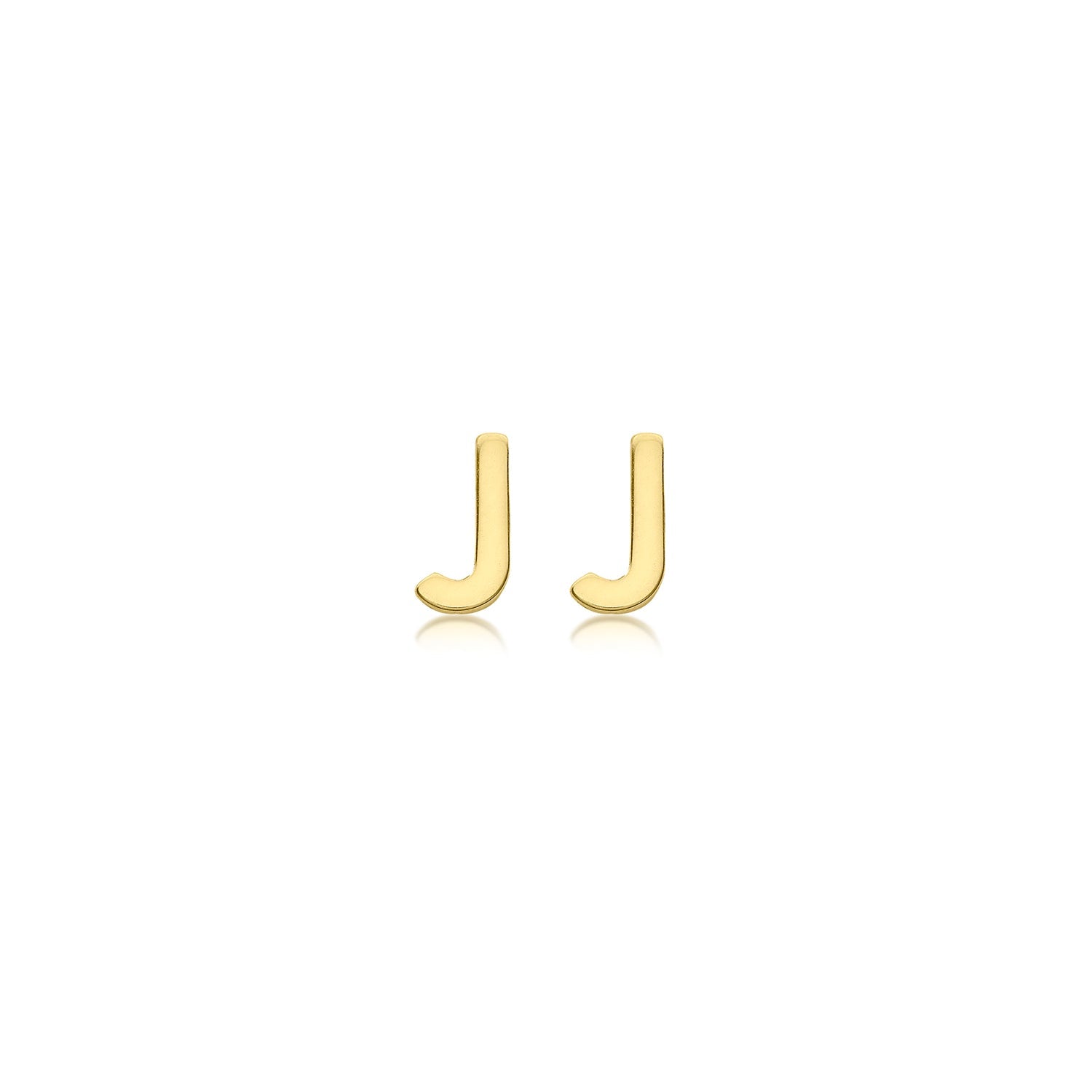 9K Yellow Gold Mini Initial Stud Earrings — J